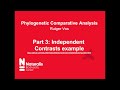 Phylogenetic comparative methods 3: independent contrasts example