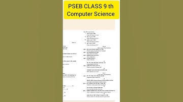 PSEB CLASS 9 th Computer Science September Exam 2025 paper