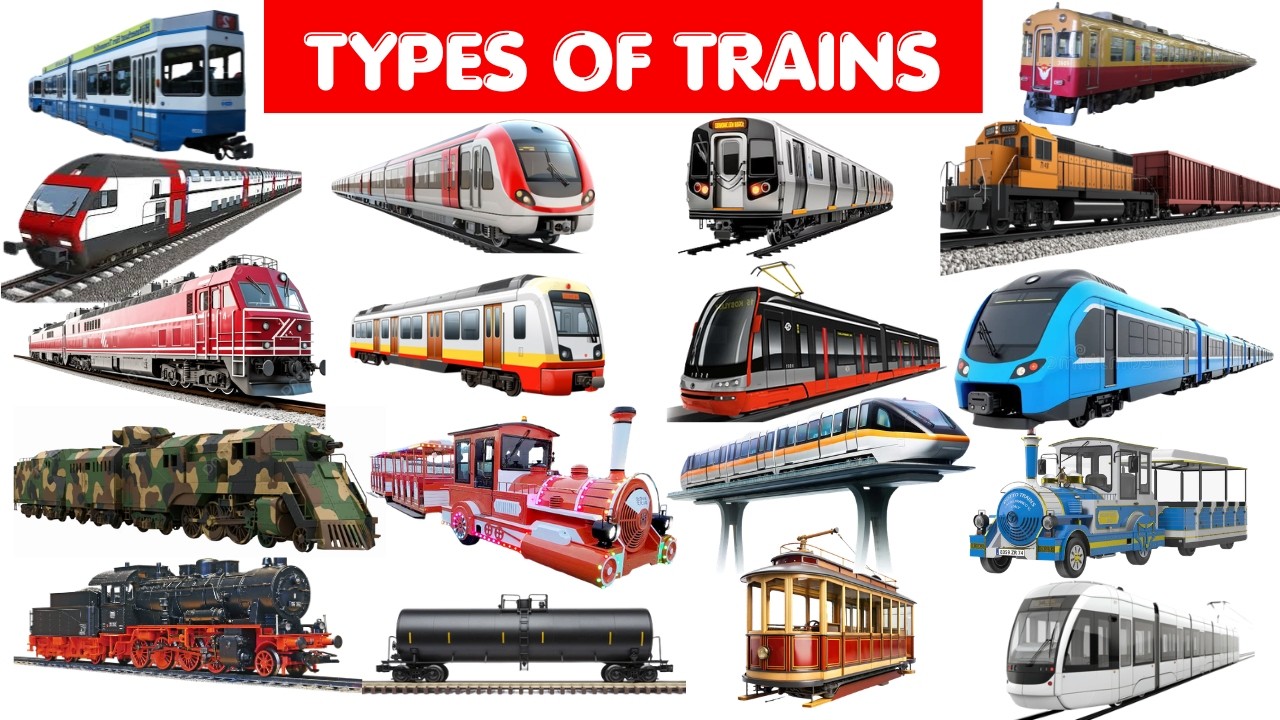 Train Names Examples Types of Trains | Trains Name for Kids | Learn Railway Transport in ...