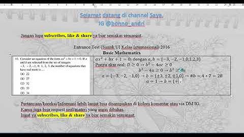 Pembahasan Simak UI 2016 - Basic Mathematics (10/15) - Entrance Test for Social Sciences