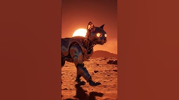 “A futuristic robot cat walking on the surface of Mars, sci-fi cinematic#catshorts #cartoon #catvide