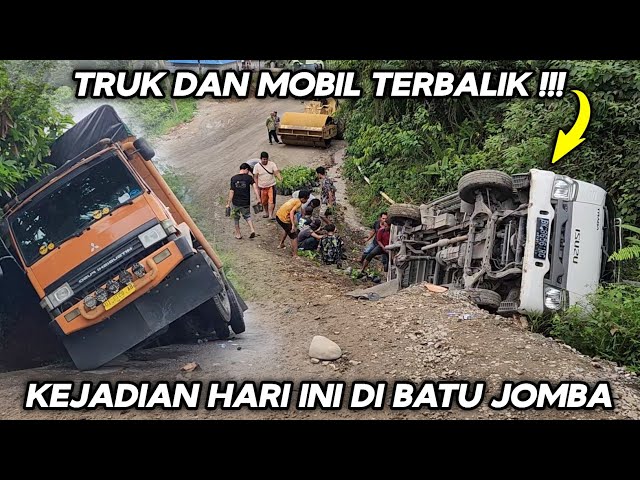 Kejadian Hari Ini !!! Mobil Terbalik Di Tanjakan Batu Jomba class=