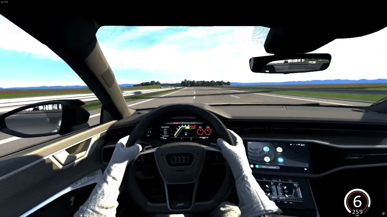Assetto Corsa Audi RS7 on highway with traffic