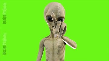 Alien presses the button. Loopable animation on green screen. 4k.