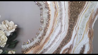 #47- Elegant Gold And White Resin Geode On MDF Board- On A Budget!