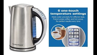 Hamilton Beach Variable Temperature Electric Kettle, 1.7 Liter Capacity,  Black Stainless Steel, 41027