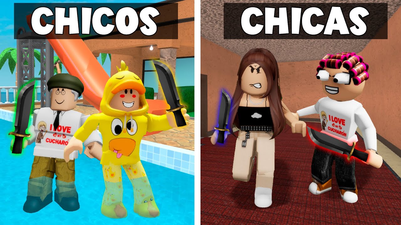 CHICOS vs CHICAS en MURDER MYSTERY 2 con la FAMILIA LOCA en ROBLOX!!