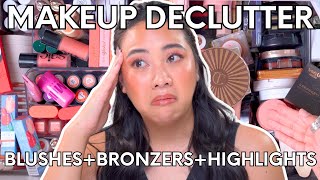 HUGE MAKEUP COLLECTION DECLUTTER PT. 1 | BLUSHES\/BRONZERS\/HIGHLIGHTERS