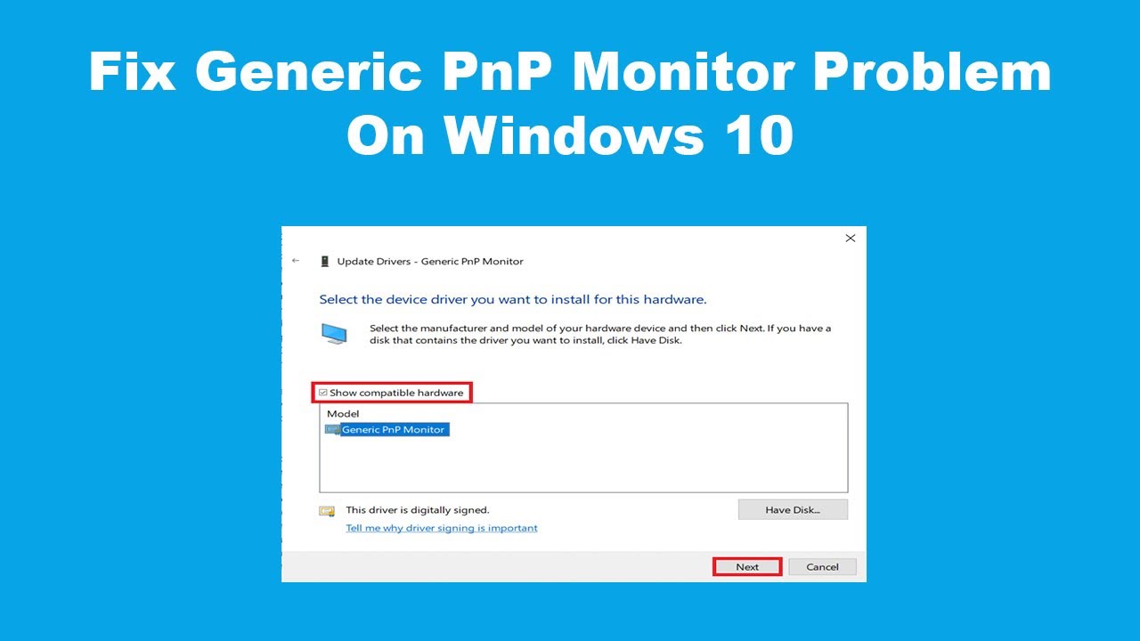 Fix Generic PnP Monitor Problem On Windows 10 YouTube