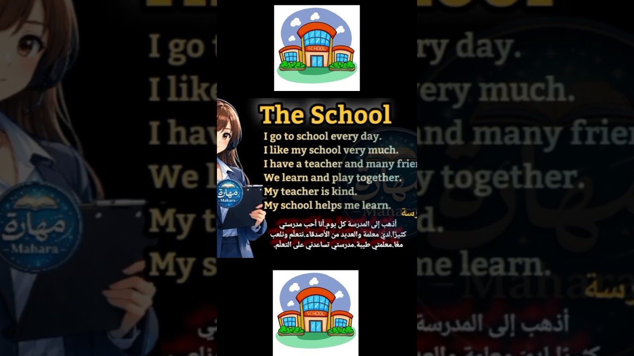 تعلم اللغة الإنجليزية بسهولة اليوم اخترنا موضوع المدرسة the school  📚💡مهارة رفيقتكم نحو التفوق