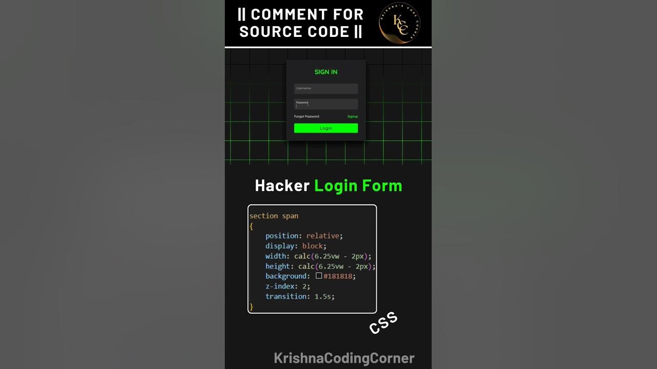 Hacker Login Form || HTML CSS || π¨βπ» #shorts #htmlcss #hacker - YouTube