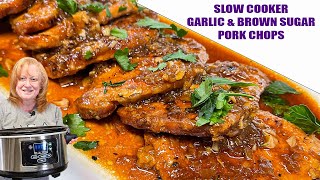 Slow Cooker GARLIC & BROWN SUGAR PORK CHOPS