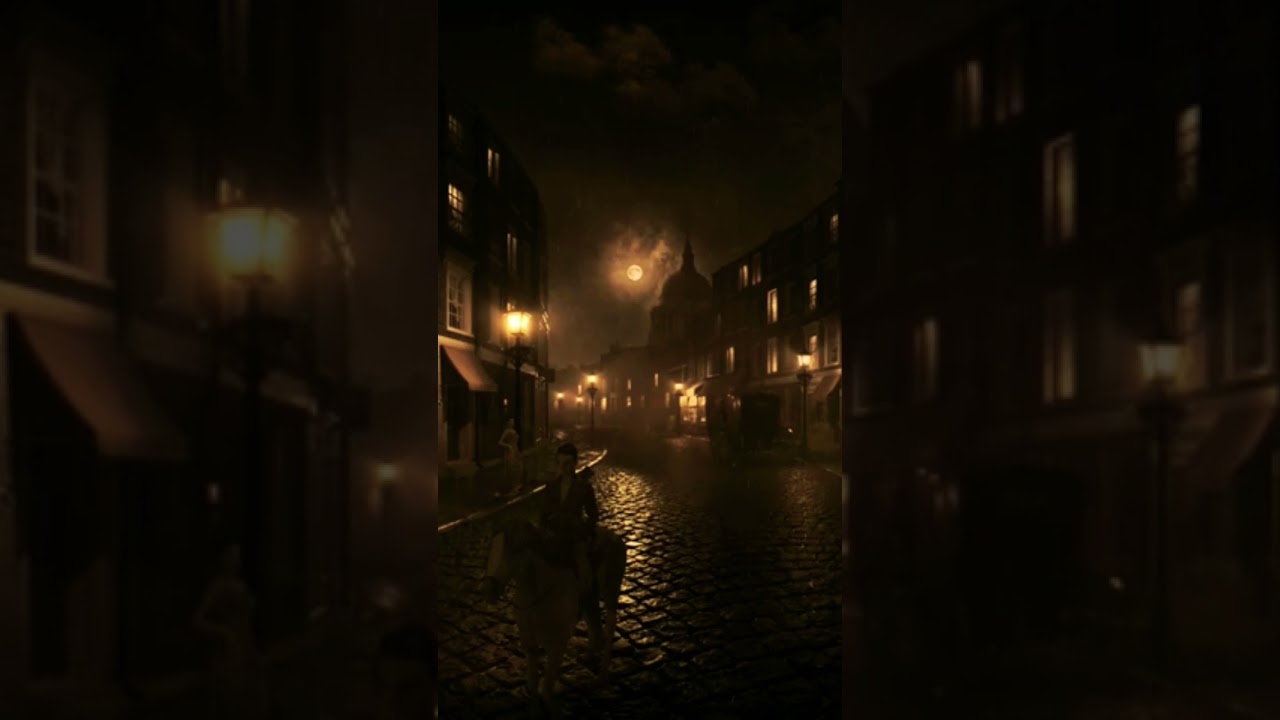 Rainy VICTORIAN STREET At Night ASMR AMBIENCE 🎧