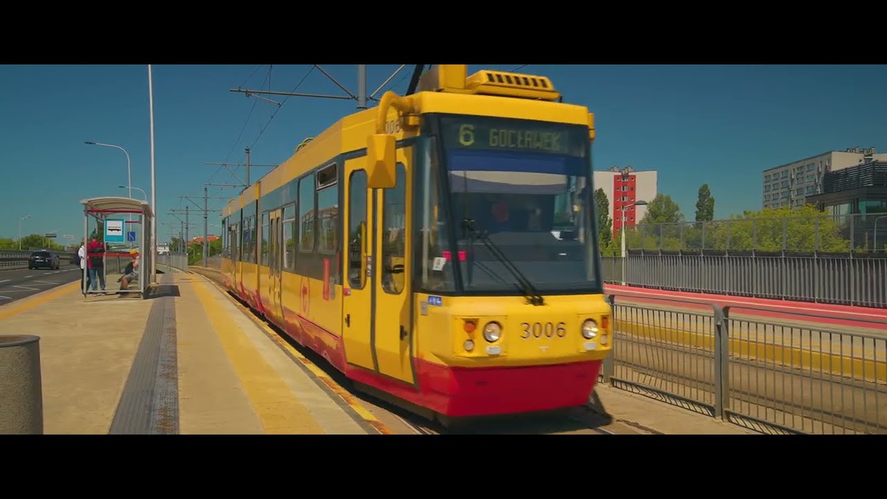 Poland, Warsaw, tram 6 ride from Dworzec Gdański 05 to Wybrzeże Helskie