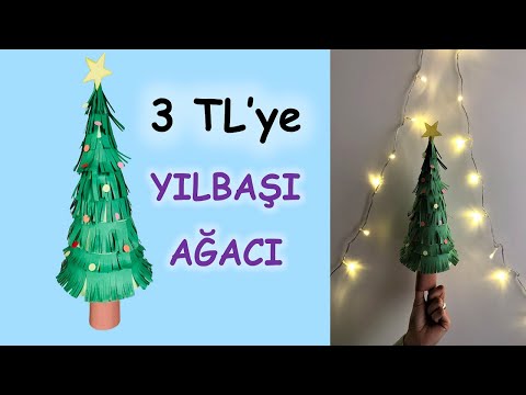 Evde 3 TL' ye Yılbaşı Ağacı Yapımı (Çok Kolay) / 5 Dk'da Kağıttan Yılbaşı Ağacı Nasıl Yapılır?