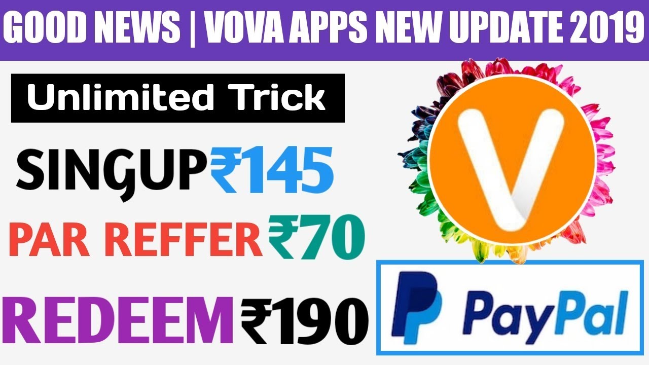 Unlimited Refer Bypass VOVA Apps Ki | SingUp ₹145 & Par Reffer ₹70 New PayPal Earn Money Apps.