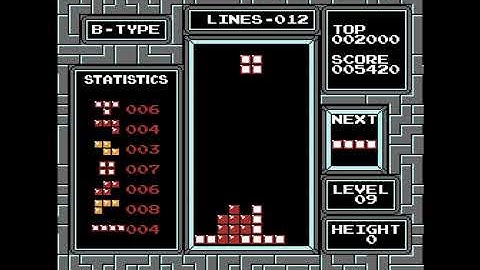 Tetris (NES Version) Game B Longplay - Level 9 - Height 0