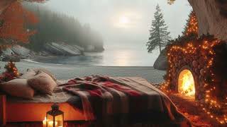 Immerse Yourself in the Cozy Christmas Ambience: Ocean ASMR, Fireplace, and Hammering Rain