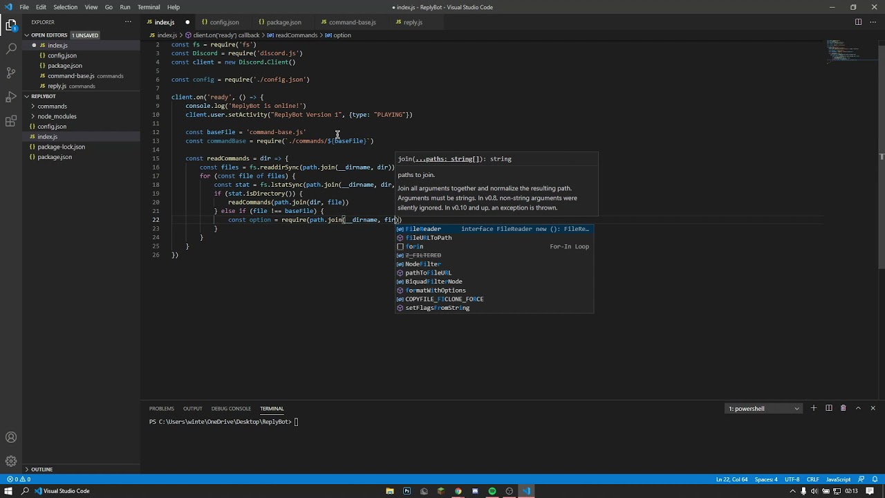 Advanced Command Handler + ReplyMessage in a embed! (Discord.js) - YouTube