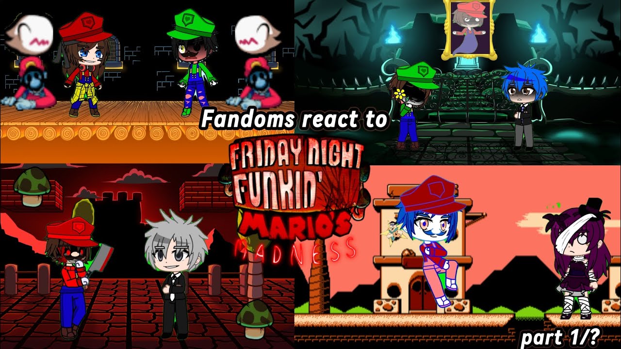 Fandoms react to fnf mario's madness v2 gacha club (part1/?)