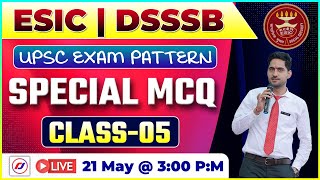 ESIC upsc exam pattern | DSSSB | Special Mcq | Nursing Officer Live Classes | Rj Career point