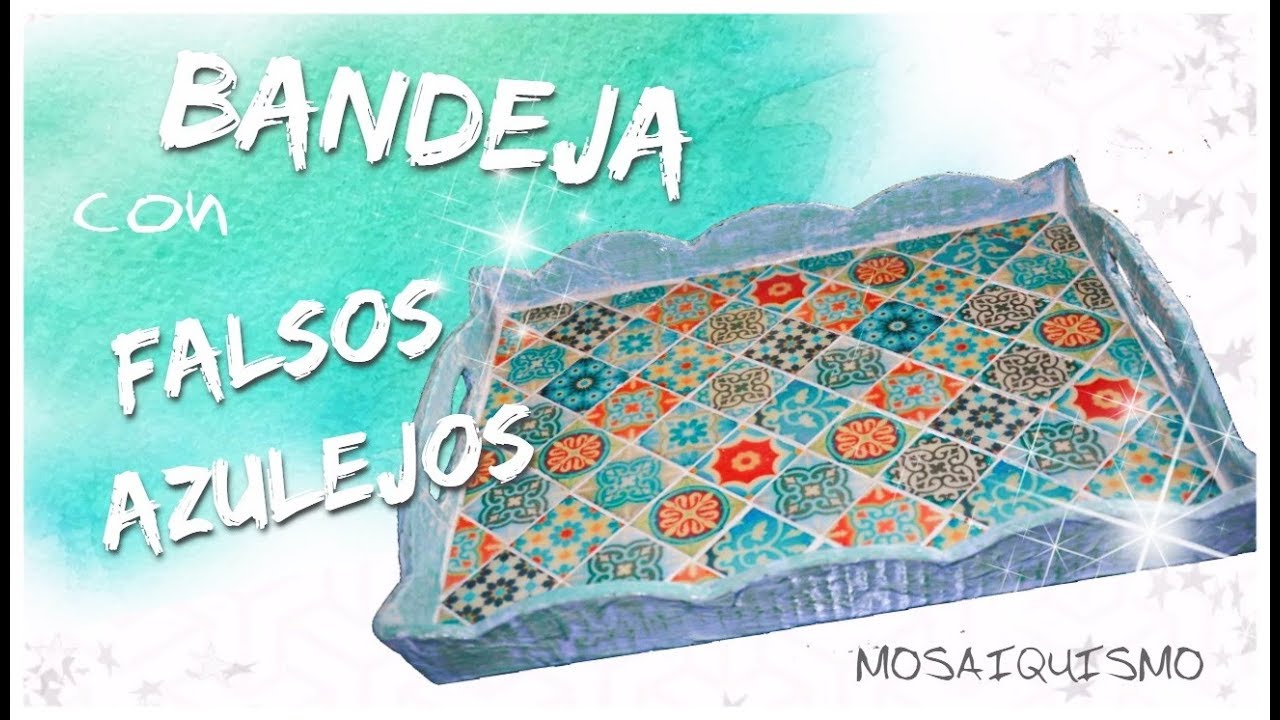 BANDEJA DE CARTÓN CON MOSAICO DE FALSOS AZULEJOS | paso a paso