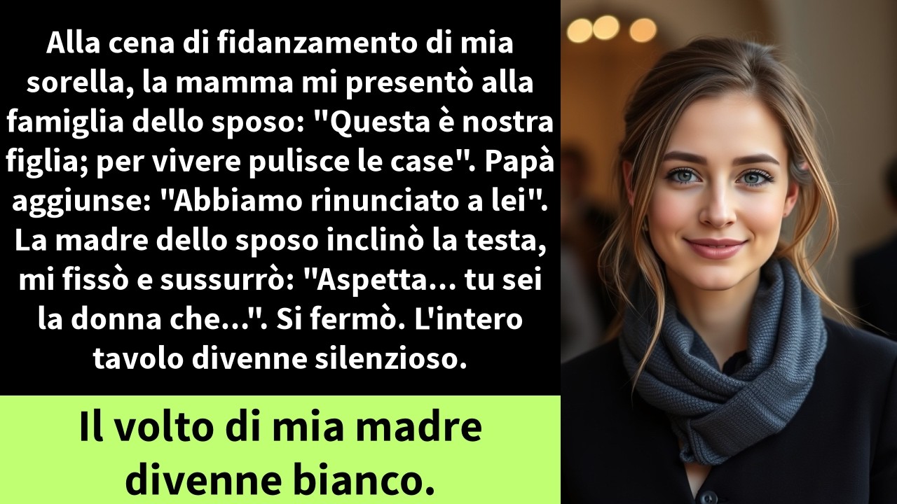 Alla cena di fidanzamento di mia sorella, la mamma mi presentò alla famiglia dello sposo: