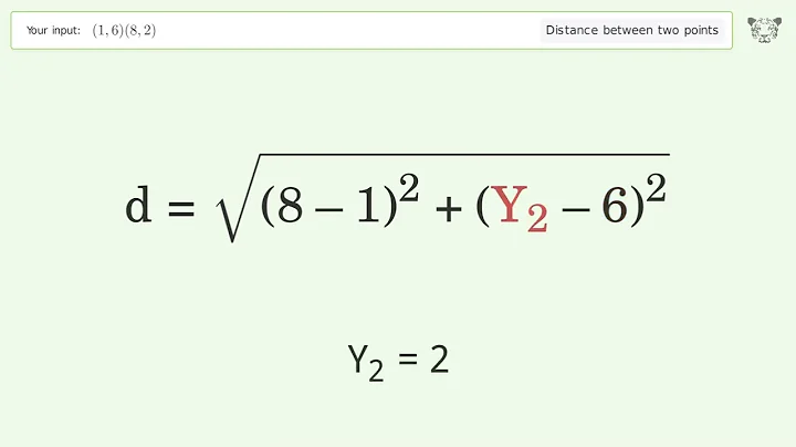 Find the distance between two points p1 (1,6) and p2 (8,2): Step-by-Step Video Solution