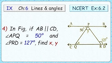 Ex: 6.2 - Q.4) In Fig. 6.26, if AB || CD, ∠ APQ = 50° and ∠ PRD = 127°, find x & y.