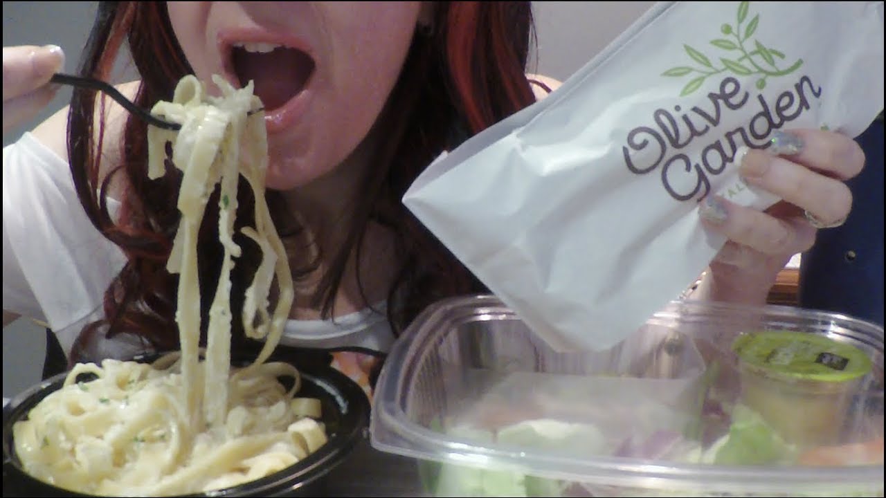 ASMR Olive Garden Mukbang with Whispered Ramble