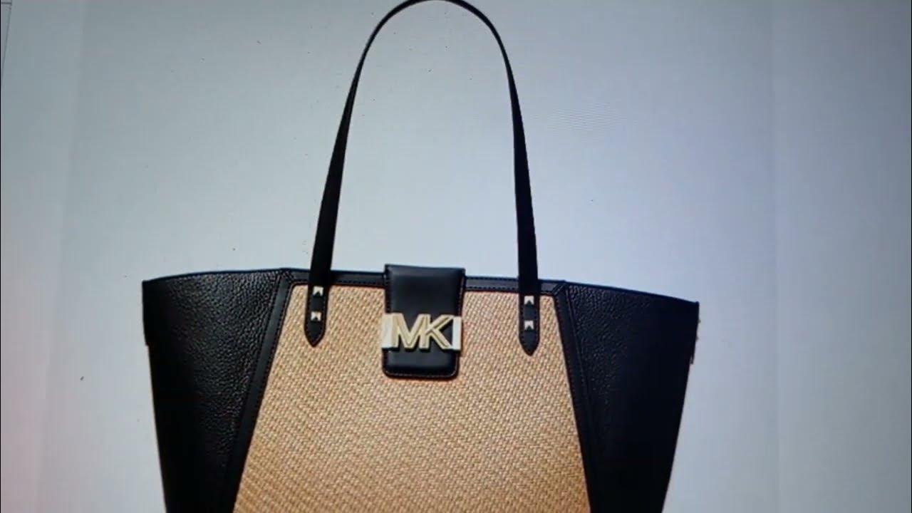 Karlie large straw and pebbled leather tote bag Clearance