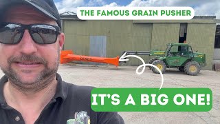 Daniel plays with his new, rather large toy... the grain pusher! - Fenland Farming Adventures