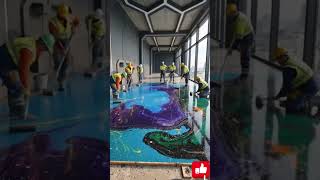 Sci-Fi Gaming Room Floor Makeover | Satisfying Epoxy Timelapse #satisfying #shorts #transformation