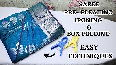 Saree Pre-pleating🥻& Box folding | Easy techniques for beginners 💯🤩#trending #saree #beauty #video