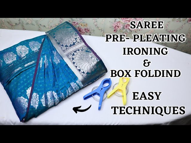 Saree Pre-pleating🥻& Box folding | Easy techniques for beginners  💯🤩#trending #saree #beauty #video - YouTube