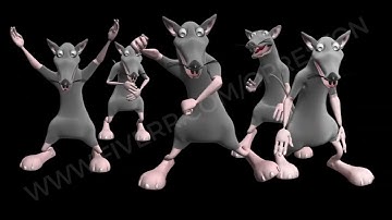 Dancing mouse. 3D realistic professional animation. 3D video footage. Transparent background.