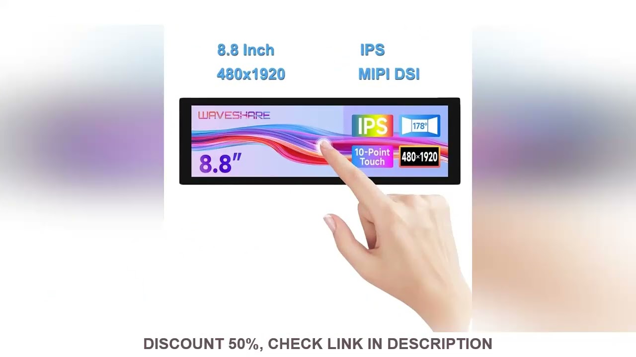 Waveshare 8.8 inch IPS 480x1920 Pixel Capacitive Touchscreen DSI Display 10-point Touch for Raspberr