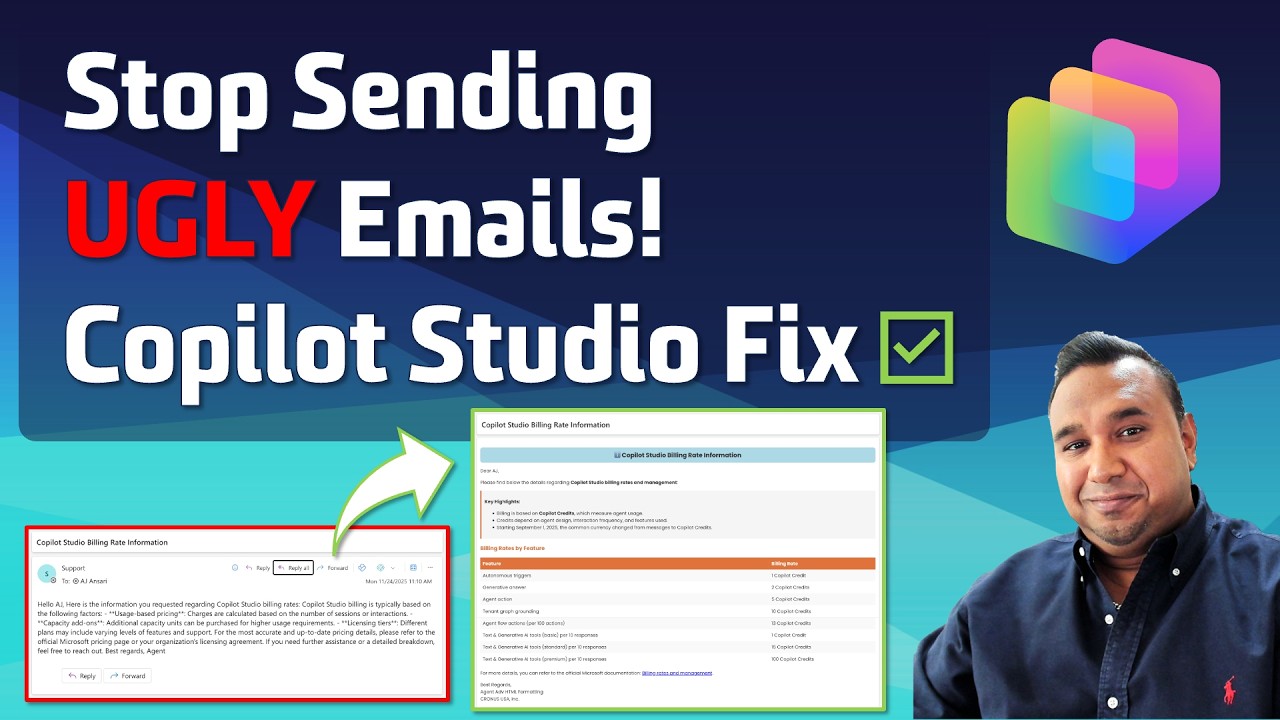 How to Format Copilot Studio Emails with HTML: Tables, Colors & Signatures - AJ Ansari