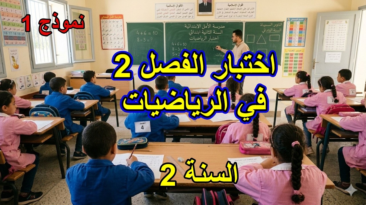 اختبار الفصل 2 في الرياضيات السنة الثانية ابتدائي