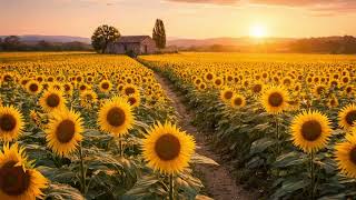 Sunflower Field Ambience | Breeze, Birds & Bees | 3 Hours