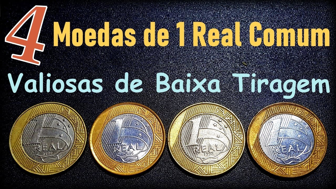 As 4 Moedas de 1 Real valiosas e promissoras de menor tiragem: Moedas comuns efígie d baixa tiragem