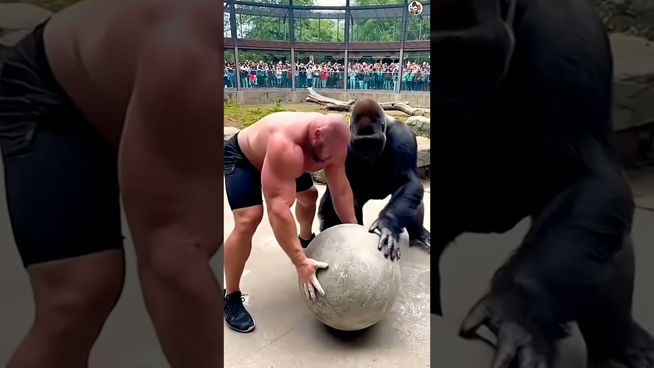 Powerful Gorilla helping a Strong Man! 🦍💪 