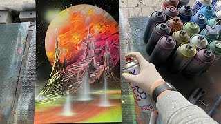 Space Tundra Geysers  SPRAY PAINT ART by Skech