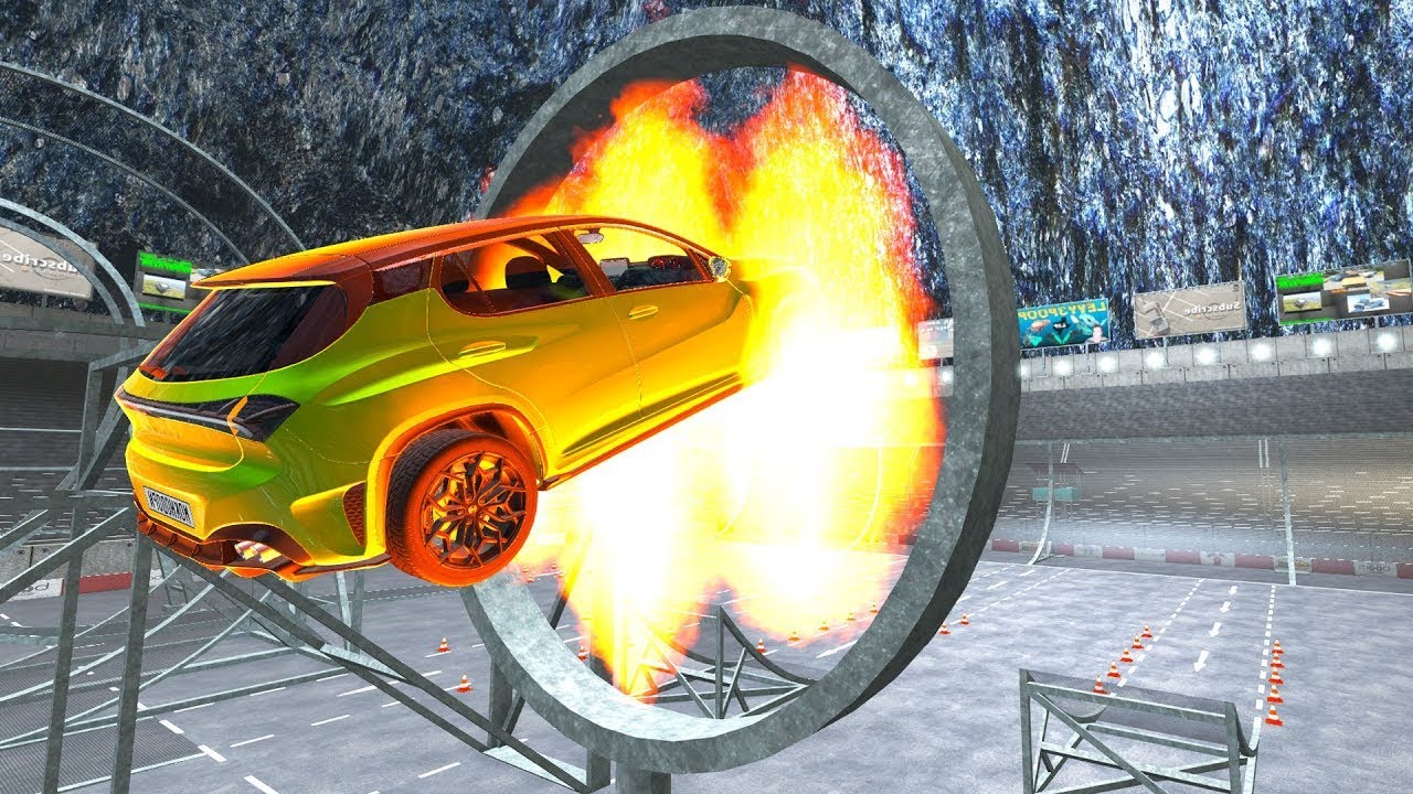 Cars  vs Jump Through Fire Ring - BeamNG.Drive | Fire Ring Jump Crashes | BeamNG Station