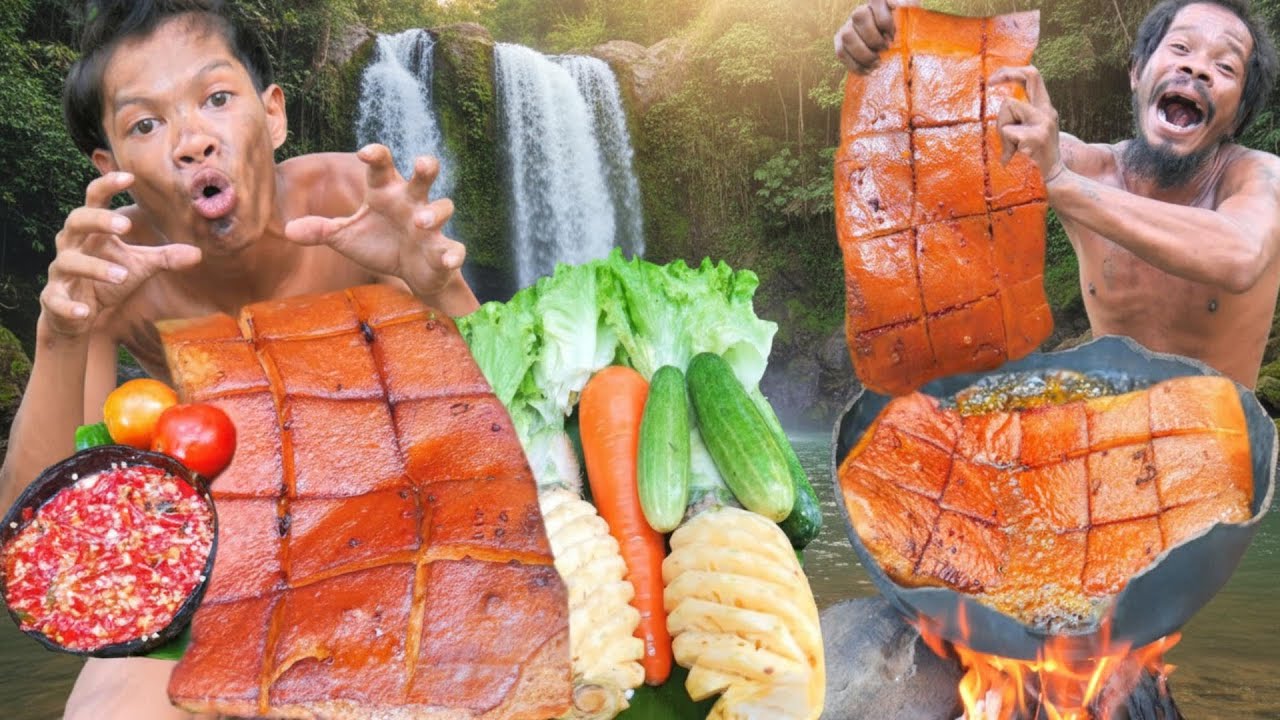 Mrr Cooking KH-Wilderness Cooking-Cook Food Pork Belly At Jungle.