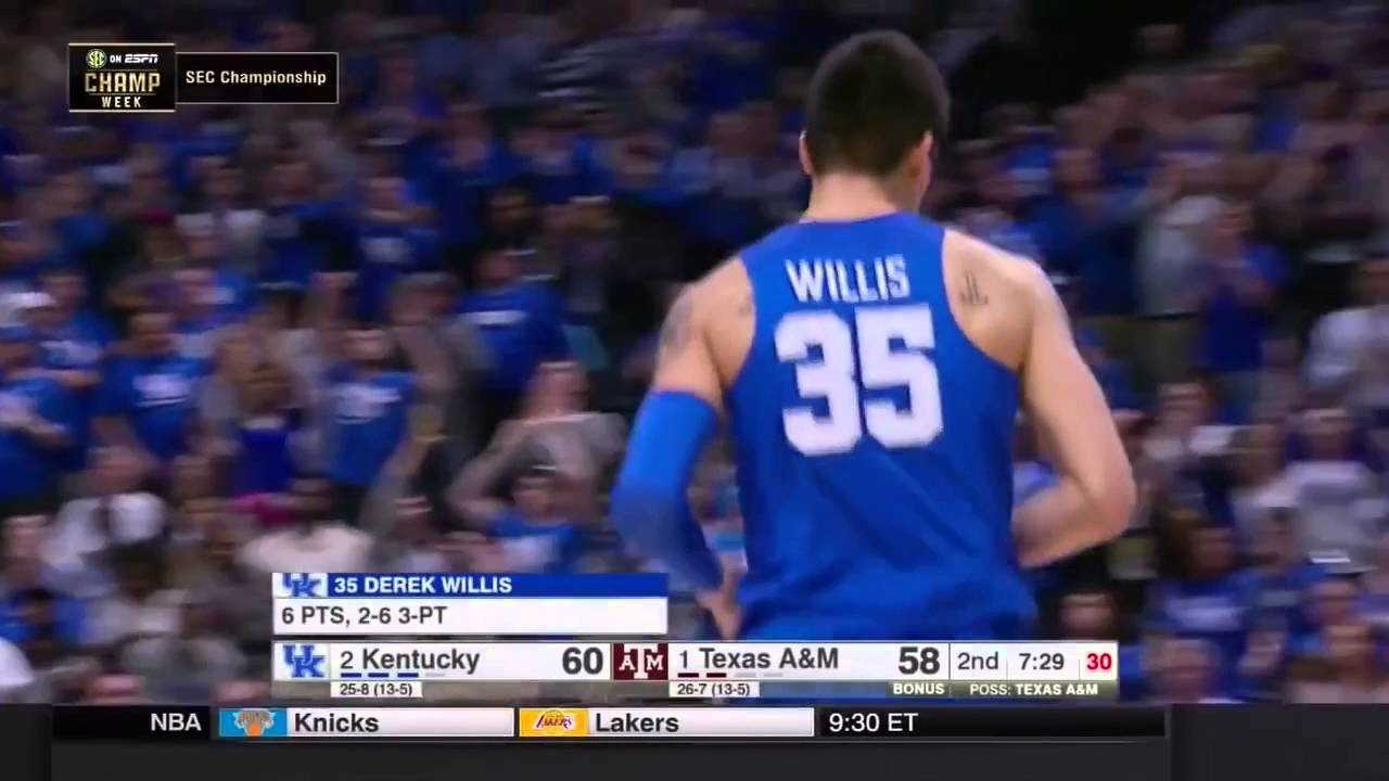 Derek Willis 10 Points, 4 Rebounds, & 2 Blocks vs Texas A&M [SEC TOURNEY CHAMPIONSHIP]