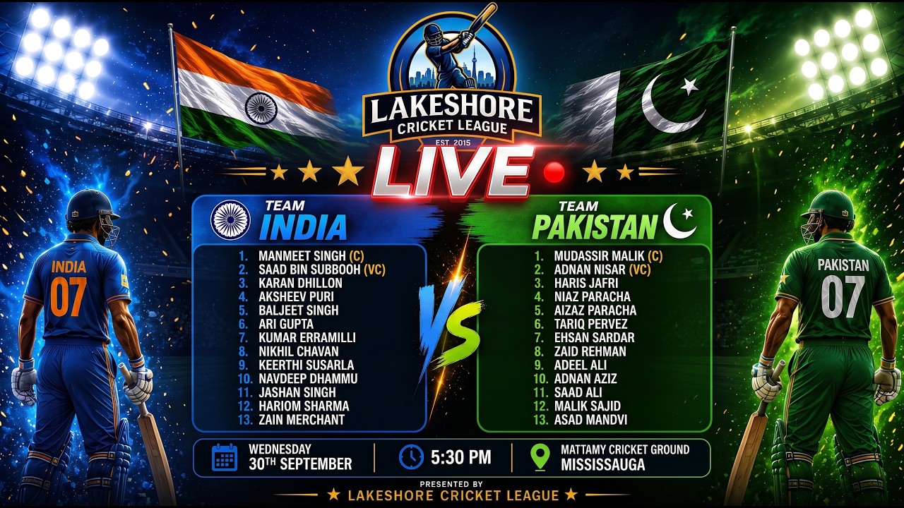 India vs Pakistan - Lakeshore World Series Summer 2026