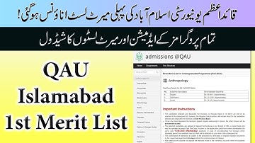 Quaid-i-Azam University (QAU) Islamabad 1st Merit List of Undergraduate Programs Admissions 2023-24