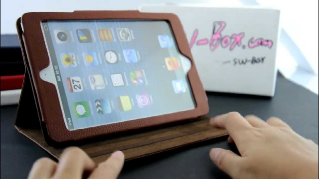 Brown Folio PU Leather Standing Cover Case for iPad Mini