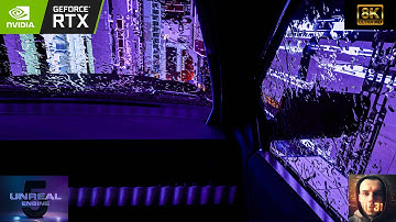 Night Flight in Rain with sad music over the Cyberpunk City - but in 8k 60 fps! | Unreal Engine 5